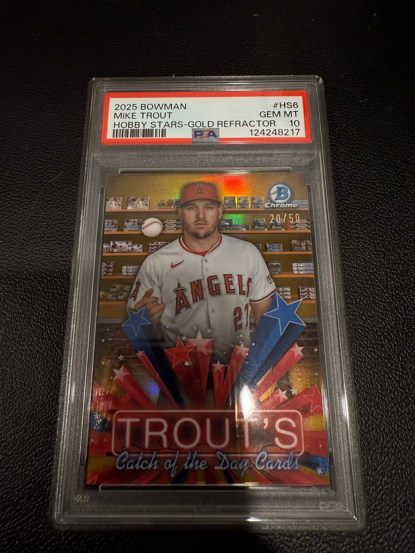 2025 Bowman Mike Trout #HS6 Hobby Stars Gold Refractor PSA 10 /50