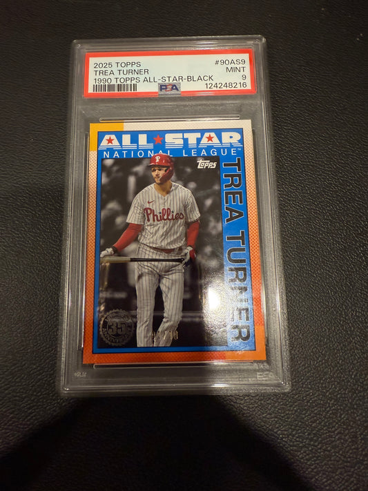 2025 Topps Trea Turner #90AS9 1990 Topps All-Star Black PSA 9 1/10