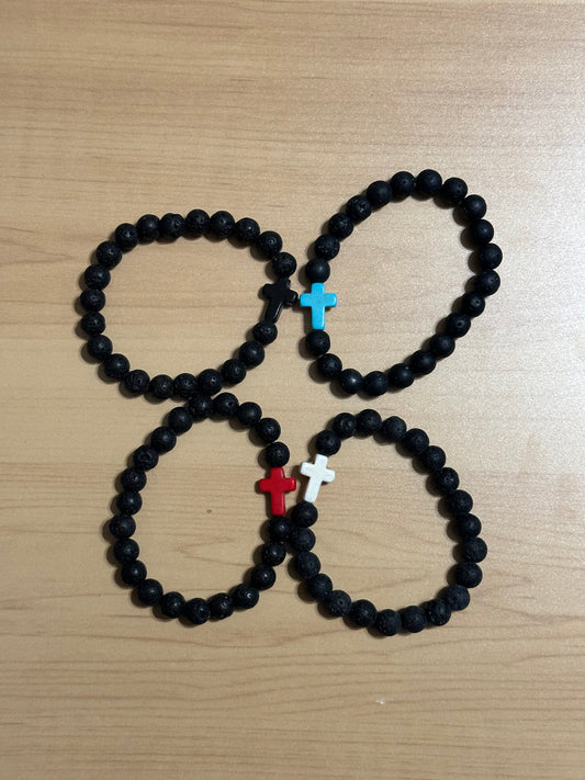 Cross Black Stone Bracelet