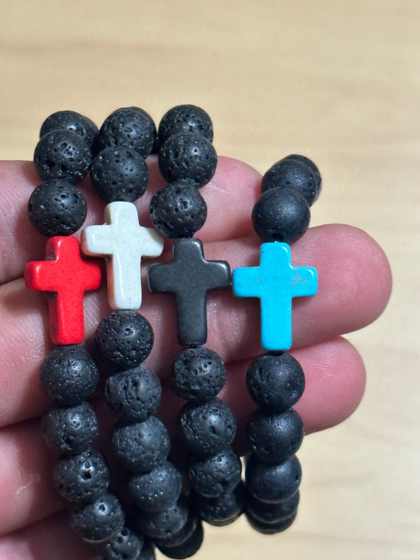 Cross Black Stone Bracelet