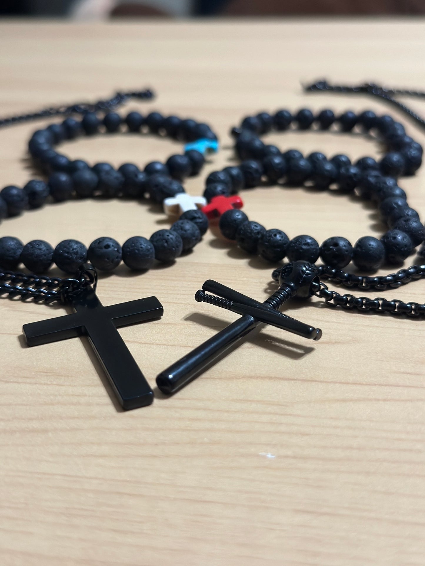 Black Cross Chain Necklace