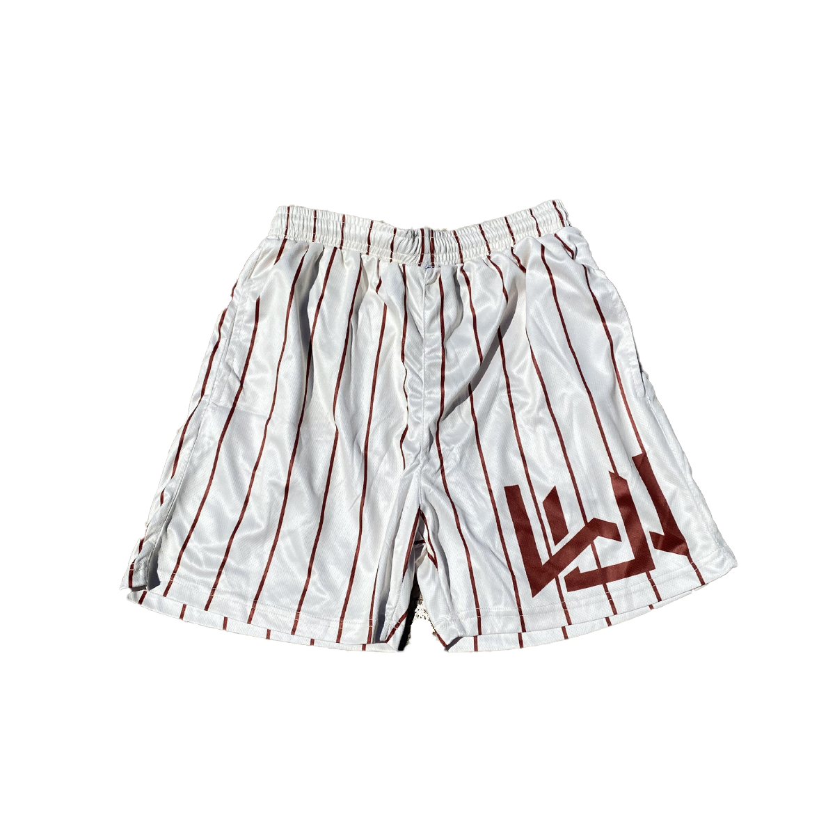 Cream And Brown Pinstripe Shorts