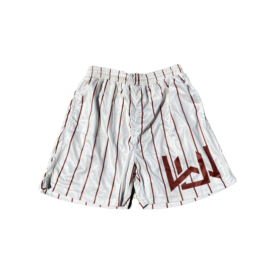 Cream And Brown Pinstripe Shorts